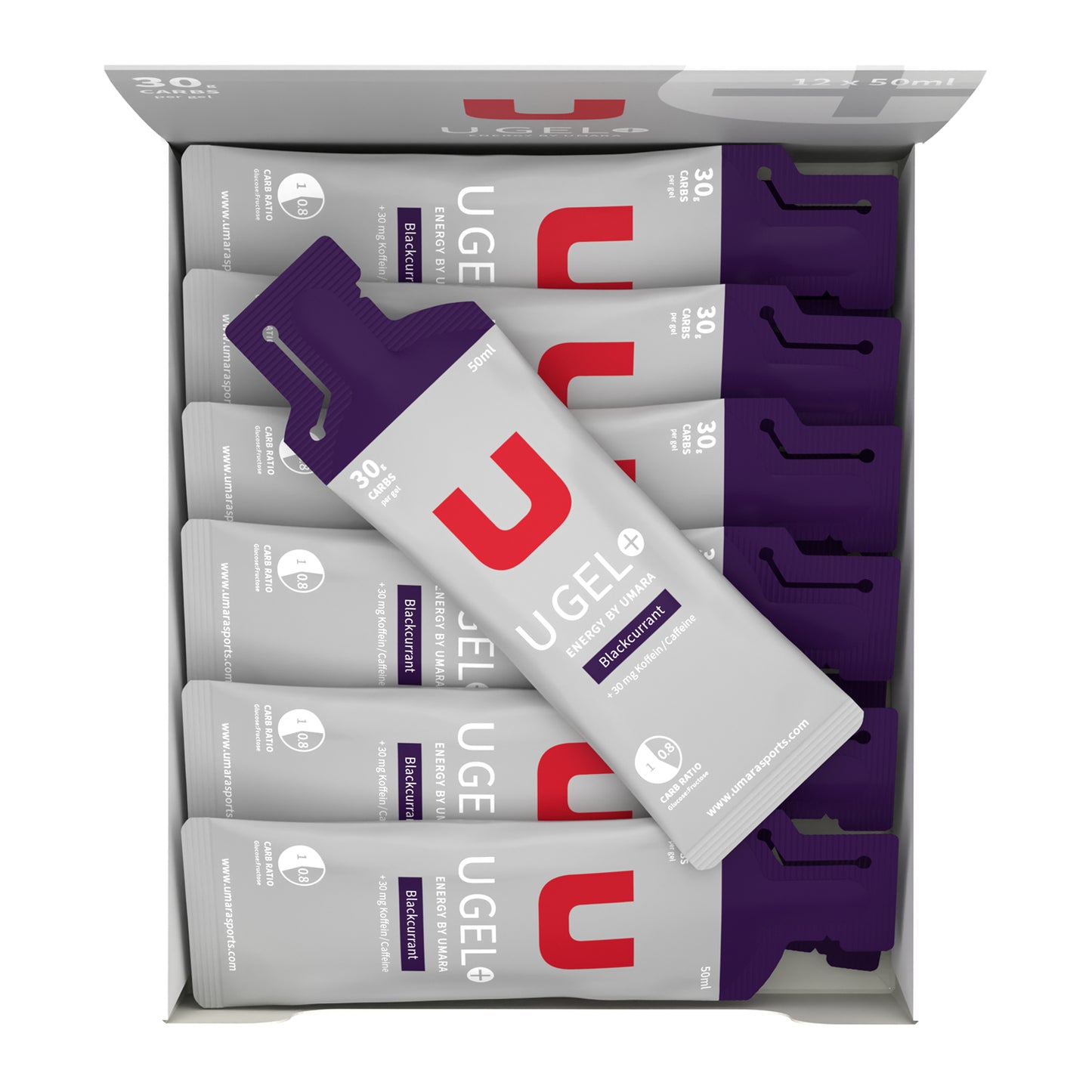 U Gel Solbær + Koffein (12 stk a 65 g)