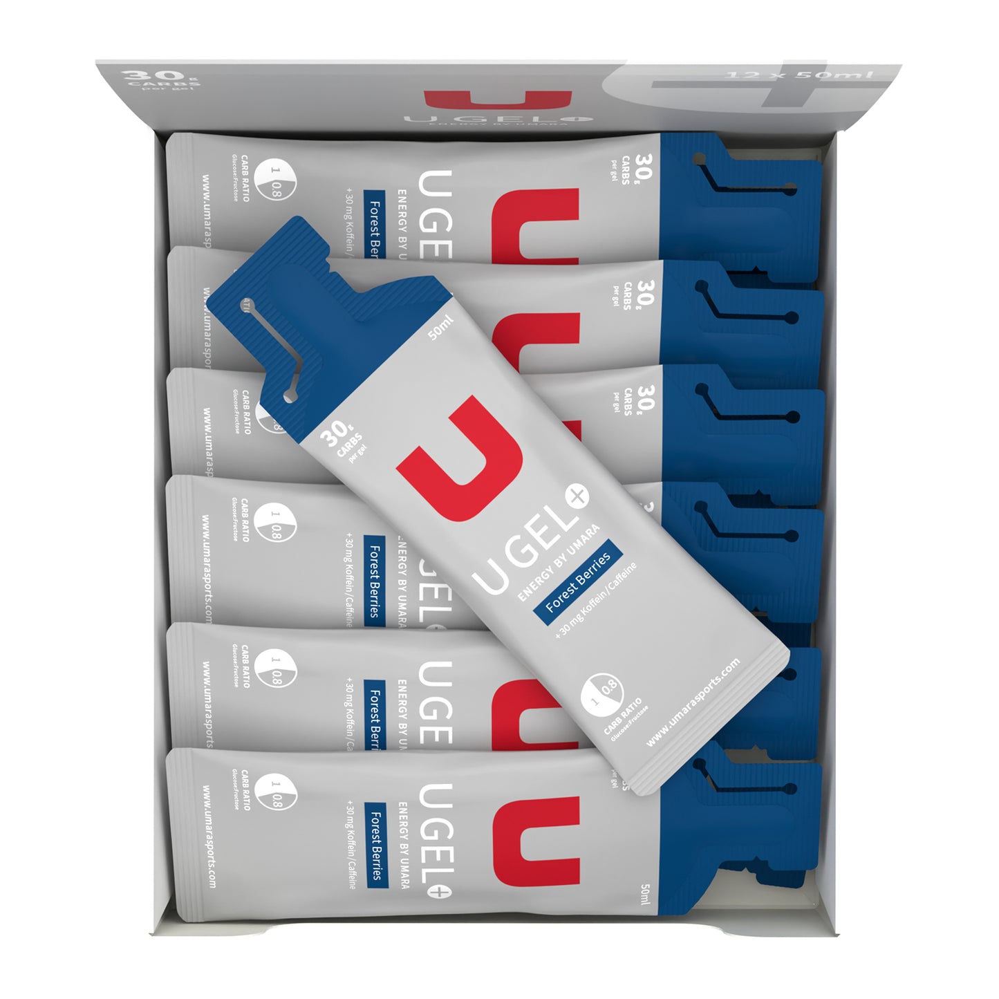 U Gel Skogsbær + Koffein (12 stk a 65 g)